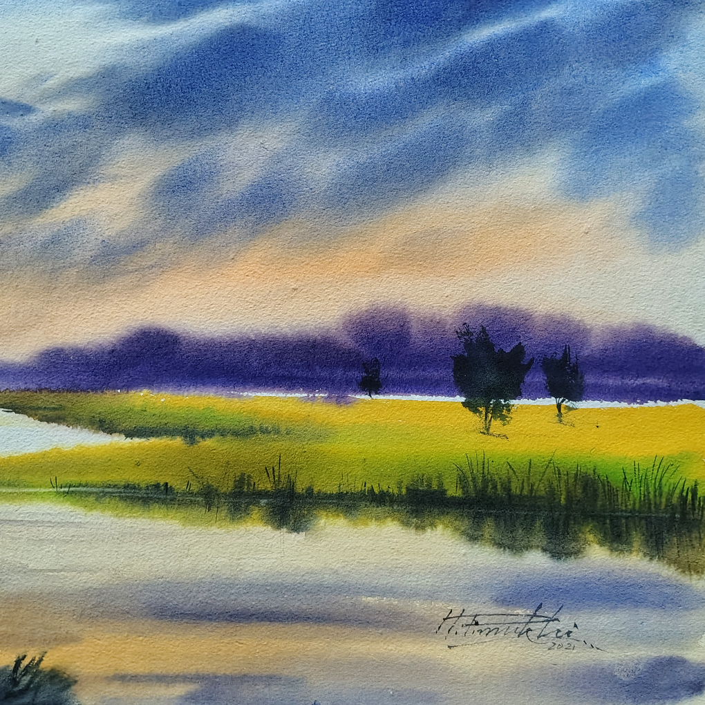 Reflections of Nature – Original Watercolour Landscape Painting - Image 5